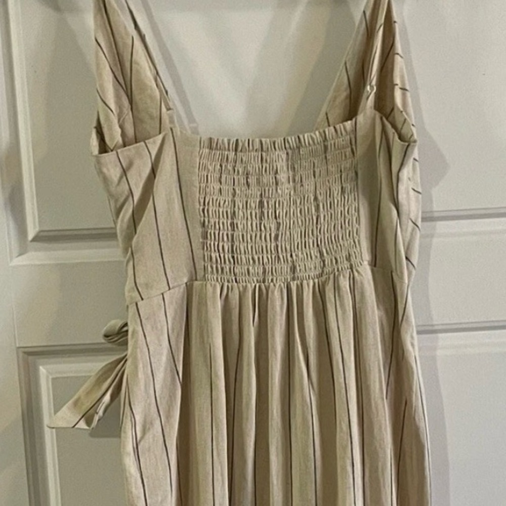 URBAN OUTFITTERS Striped Wrap Midi Dress in Cream and Black - Picture 9 of 11